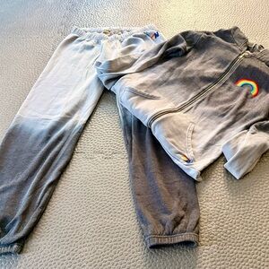 AN Set (sold as set) Ombré faded charcoal to light grey with rainbow detail